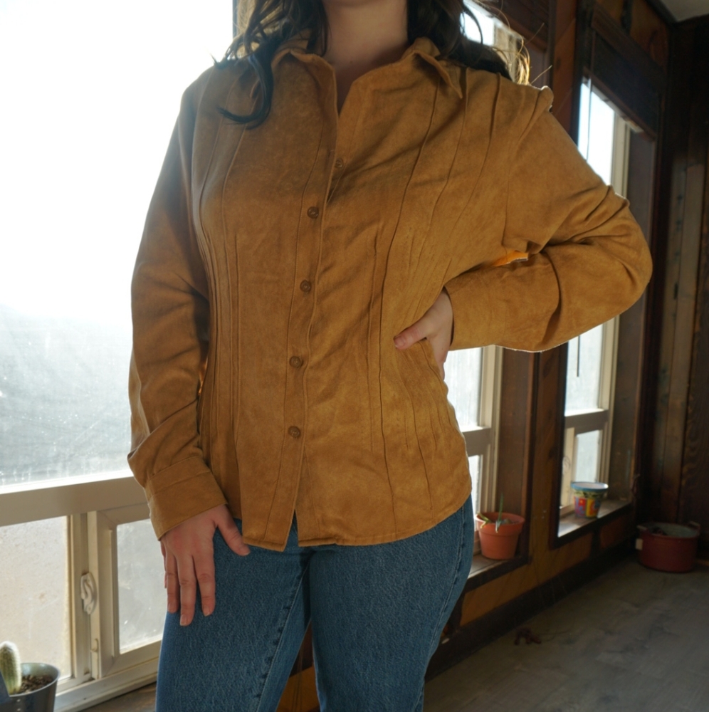 Vintage Sarah Bently suede long sleeve button down